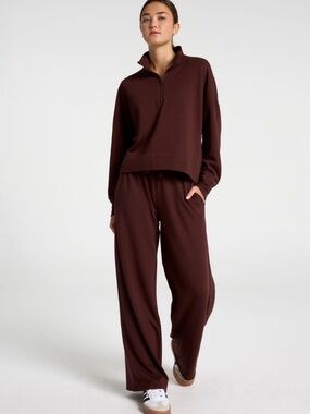 DSG Wide-Leg Drawstring Lounge Pants in Chocolate Brown